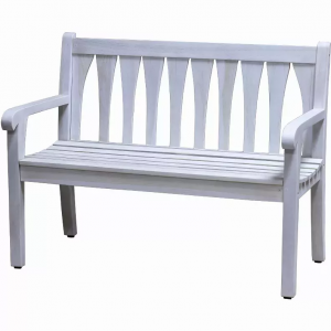 Homeroots.co 376791 Compact Teak Outdoor Bench With Slattered Design I