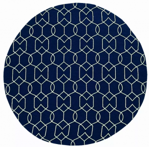 Homeroots.co 354095 7' Round Uv Treated Polypropylene Navy Area Rug