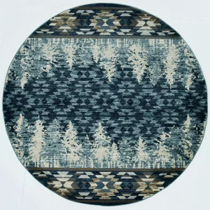 Homeroots.co 352684 7' Round  Polypropylene Slate Blue Area Rug