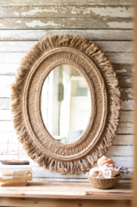 Kalalou CVY1284 Oval Mirror With Jute Detail 30 X 37