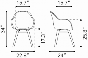 Zuo 703752 Tidal Dining Chair (set Of 4) White