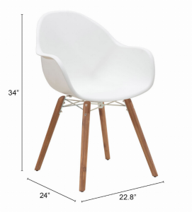 Zuo 703752 Tidal Dining Chair (set Of 4) White