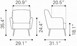 Zuo 109053 Tasmania Accent Chair Vintage Brown