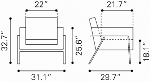 Zuo 100765 Homestead Lounge Chair Gray