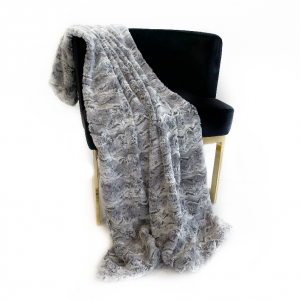 Plutus PBSF1522-96x110T Plutus Silver Wild Rabbit Faux Fur Luxury Thro