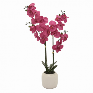 Plutus PBTH93361 Faux Orchid Flower Pot In Purple Porcelain