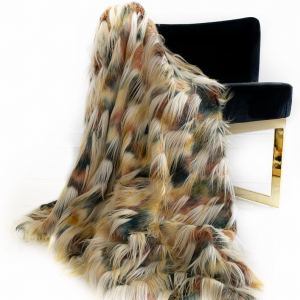 Plutus PBDT1607-114x120 Plutus Multi-color  Fancy Feather Faux Fur Lux