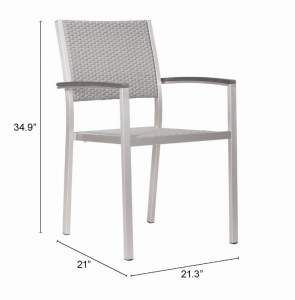 Zuo 701865 Metropolitan Arm Chair (set Of 2) Brushed Aluminum