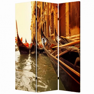 Homeroots.co 274859 1 X 48 X 72 Multi Color Wood Canvas Venice  Screen