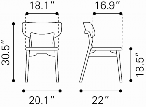 Zuo 100979 Russell Dining Chair (set Of 2) Walnut  Gray