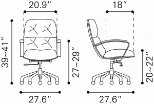 Zuo 100447 Avenue Office Chair Vintage Gray