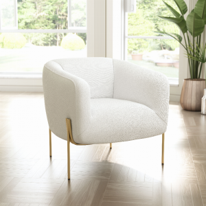 Zuo 101258 Micaela Arm Chair Ivory  Gold