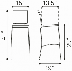 Zuo 333072 Criss Cross Bar Chair (set Of 2) Black