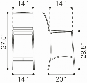 Zuo 300151 Soar Bar Chair (set Of 2) White