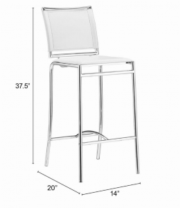 Zuo 300151 Soar Bar Chair (set Of 2) White