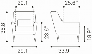 Zuo 109096 Ontario Accent Chair Gray