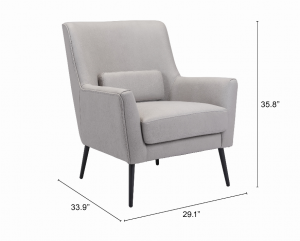 Zuo 109096 Ontario Accent Chair Gray