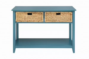 Homeroots.co 286387 44 X 16 X 28 Teal Solid Wood Leg Console Table