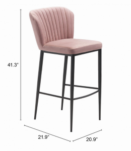 Zuo 101175 Tolivere Bar Chair (set Of 2) Pink