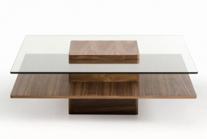 Homeroots.co 282747 14 Walnut Veneer And Glass Coffee Table