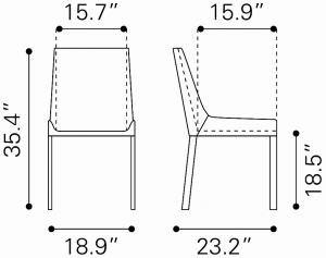 Zuo 100648 Fashion Dining Chair (set Of 2) Gray