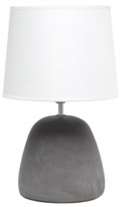 All LT2058-WHT Simple Designs Round Concrete Table Lamp, White