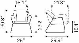 Zuo 101156 Stanza Arm Chair Blue