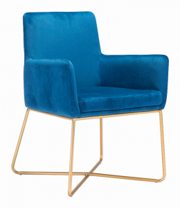 Zuo 101146 Honoria Arm Chair Blue  Gold