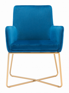 Zuo 101146 Honoria Arm Chair Blue  Gold