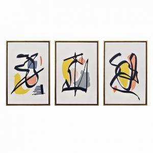 Plutus PBTH93461 Painting With Frame In Multi-colored Metal Set Of 3