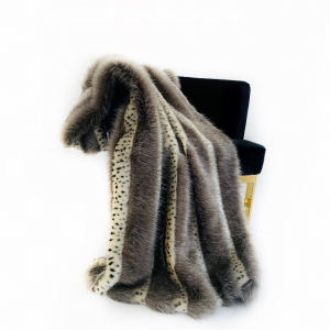 Plutus PBDT1611-114x120 Plutus Gray  Two Tone Feather Faux Fur Luxury 