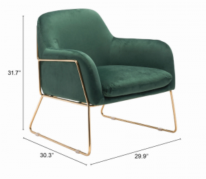 Zuo 101112 Nadir Arm Chair Green  Gold