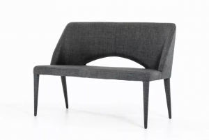 Homeroots.co 283106 32 Dark Grey Fabric And Metal Bench