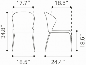 Zuo 100042 Oulu Dining Chair (set Of 4) Graphite