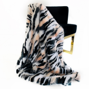 Plutus PBDT1613-114x120 Plutus Black, White, Pink  Fancy Faux Fur Luxu