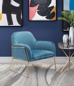 Zuo 101114 Nadir Arm Chair Blue  Gold