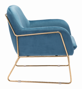 Zuo 101114 Nadir Arm Chair Blue  Gold