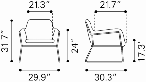 Zuo 101114 Nadir Arm Chair Blue  Gold