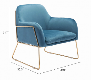 Zuo 101114 Nadir Arm Chair Blue  Gold