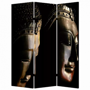 Homeroots.co 274864 1 X 48 X 72 Multi Color Wood Canvas Budda  Screen