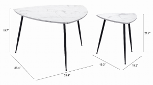 Zuo 101882 Set Of 2 Cavaldos Accent Tables White