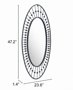 Zuo A12202 Cusp Oval Mirror Black