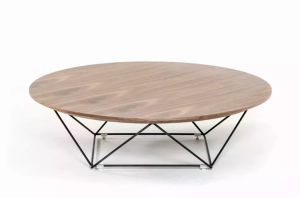 Homeroots.co 284282 11 Walnut Veneer And Black Metal Coffee Table