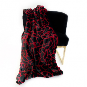 Plutus PBDT1700-114x120 Plutus Red Black Plush Faux Fur Luxury Throw B