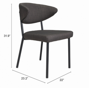 Zuo 100764 Pontus Dining Chair (set Of 2) Charcoal Gray