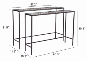 Zuo A10739 Set Of 2 Web Of Console Tables Black