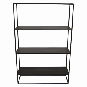 Plutus PBTH92114 3 Tier Bookshelf Black Metal Frame, Wood Shelves