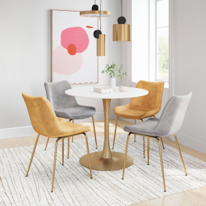 Zuo 101568 Opus Dining Table White  Gold