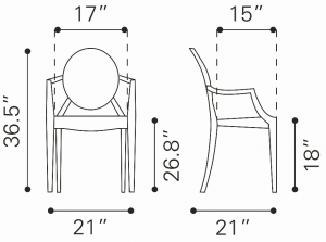 Zuo 106104 Anime Dining Chair (set Of 4) Transparent