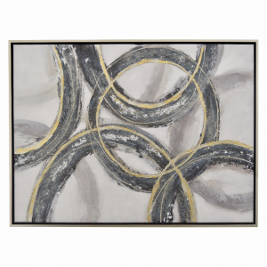 Plutus PBTH92318 Painting With Frame-oil On Canvas In Gray Natural Fib